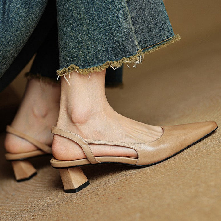 Arlise Leather Backless Heels