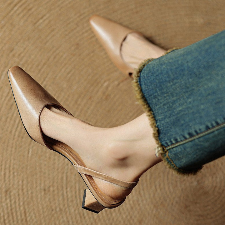 Arlise Leather Backless Heels