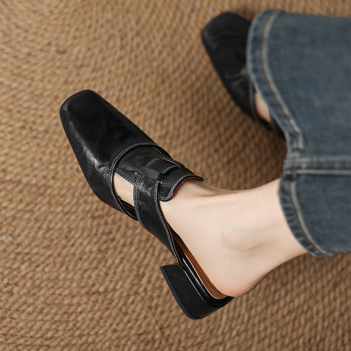 Rosel Square-Toe Leather Slides