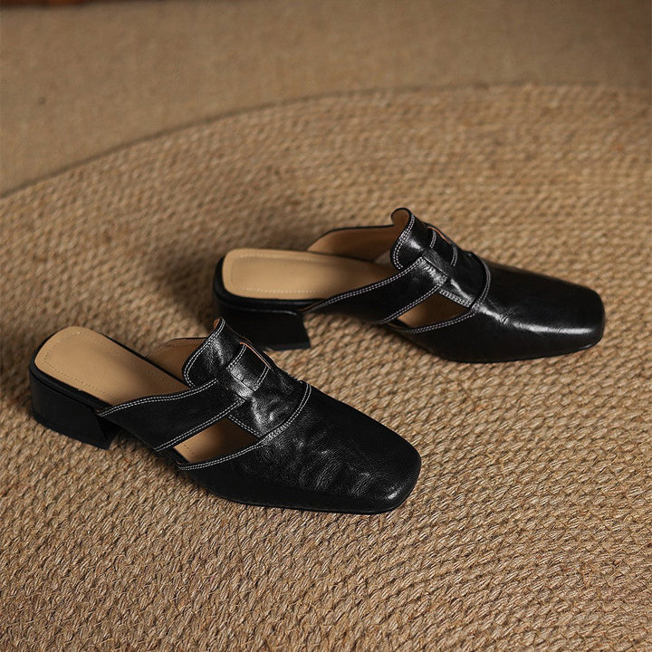 Rosel Square-Toe Leather Slides