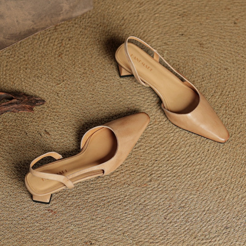 Arlise Leather Backless Heels