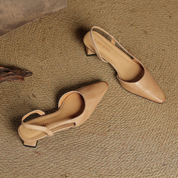 Arlise Leather Backless Heels