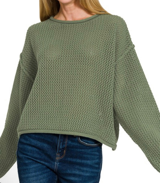 Knit drop shoulder sweater