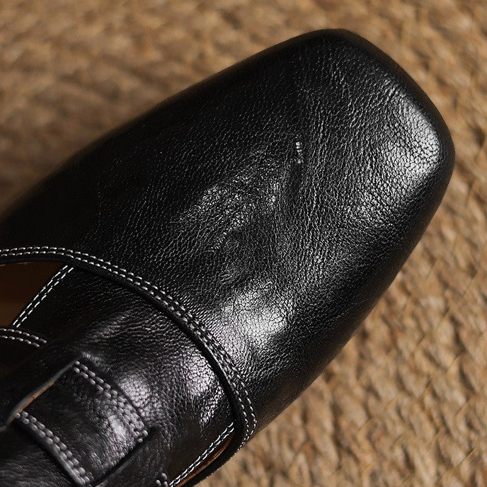 Rosel Square-Toe Leather Slides