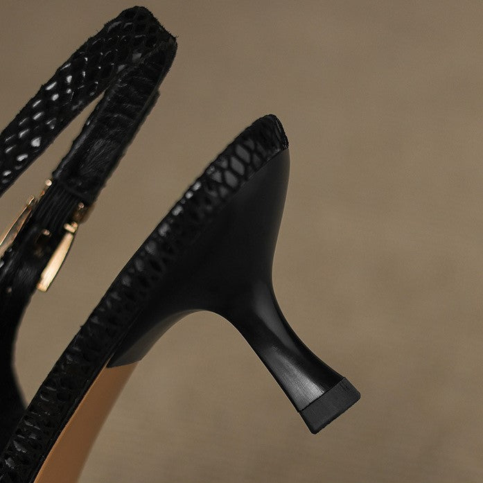 Céliane Elegant Pointed Leather Slingback Heels