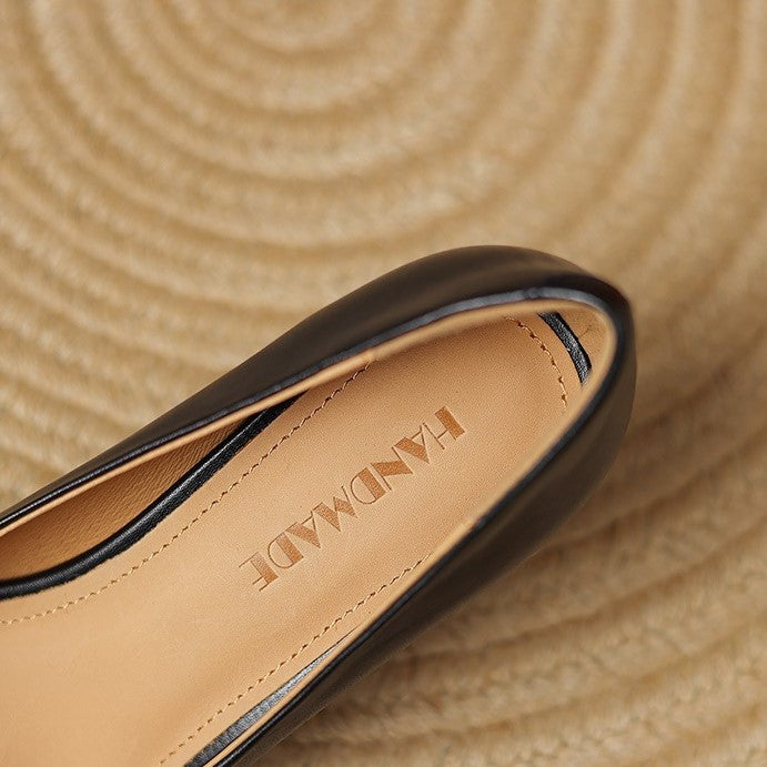 Marisol Square-Toe Leather Heels
