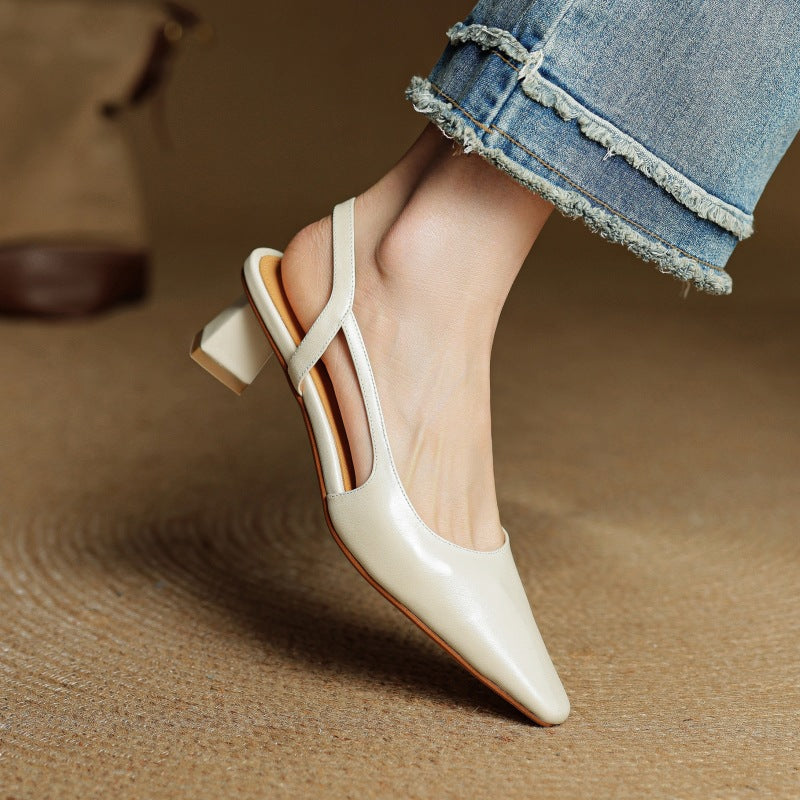 Arlise Leather Backless Heels