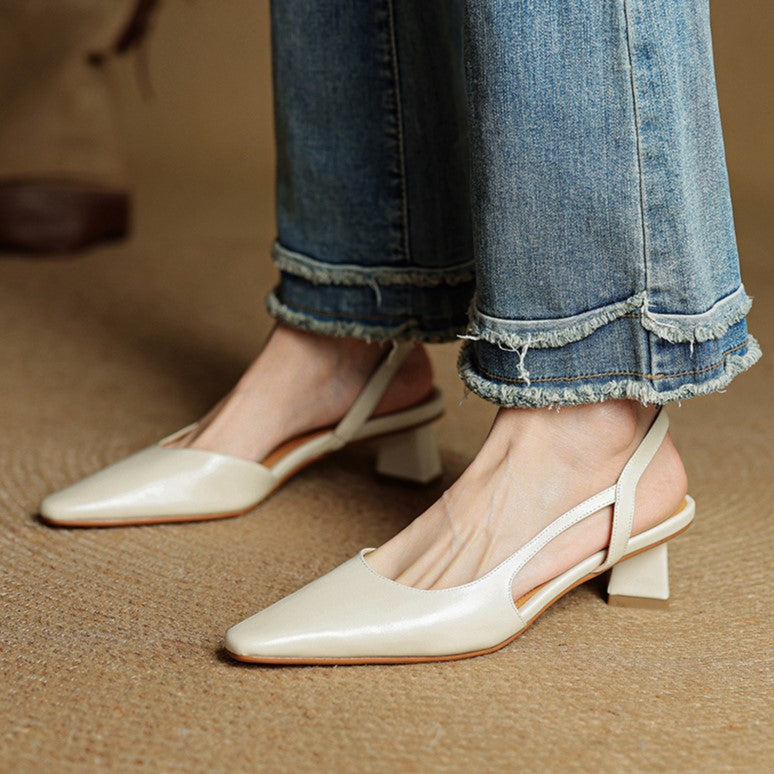 Arlise Leather Backless Heels