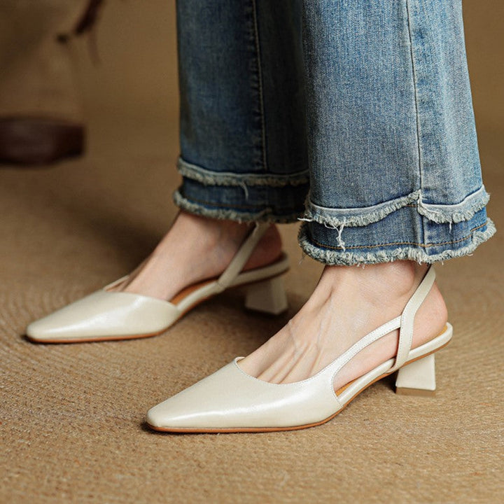Arlise Leather Backless Heels