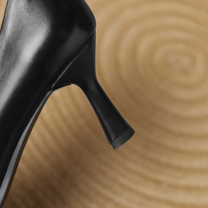 Marisol Square-Toe Leather Heels
