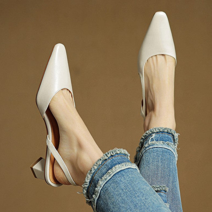 Arlise Leather Backless Heels