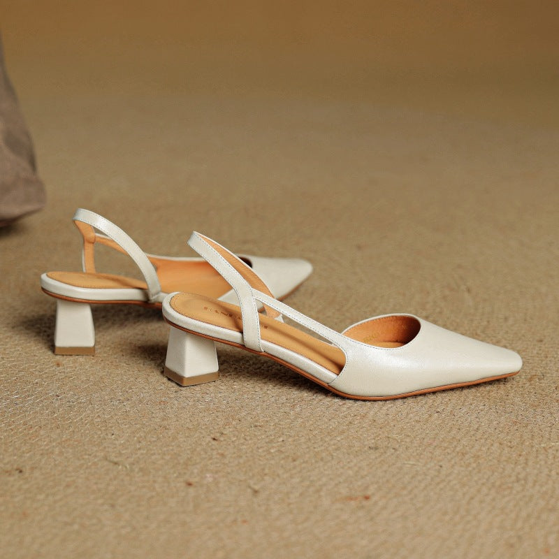 Arlise Leather Backless Heels