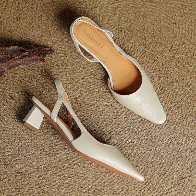 Arlise Leather Backless Heels