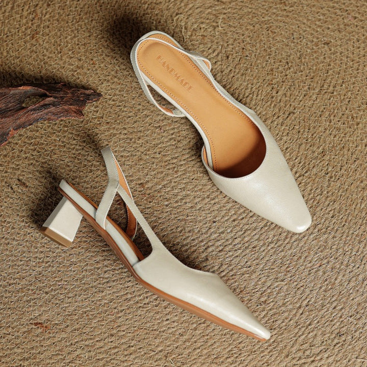 Arlise Leather Backless Heels