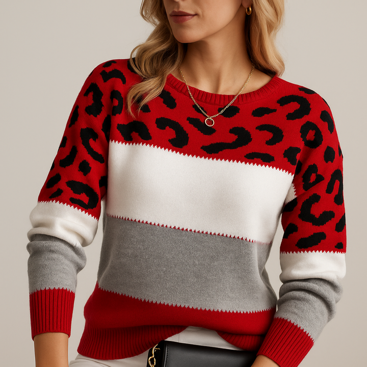 Charlene | Relaxed Leopard Print Knit Sweater