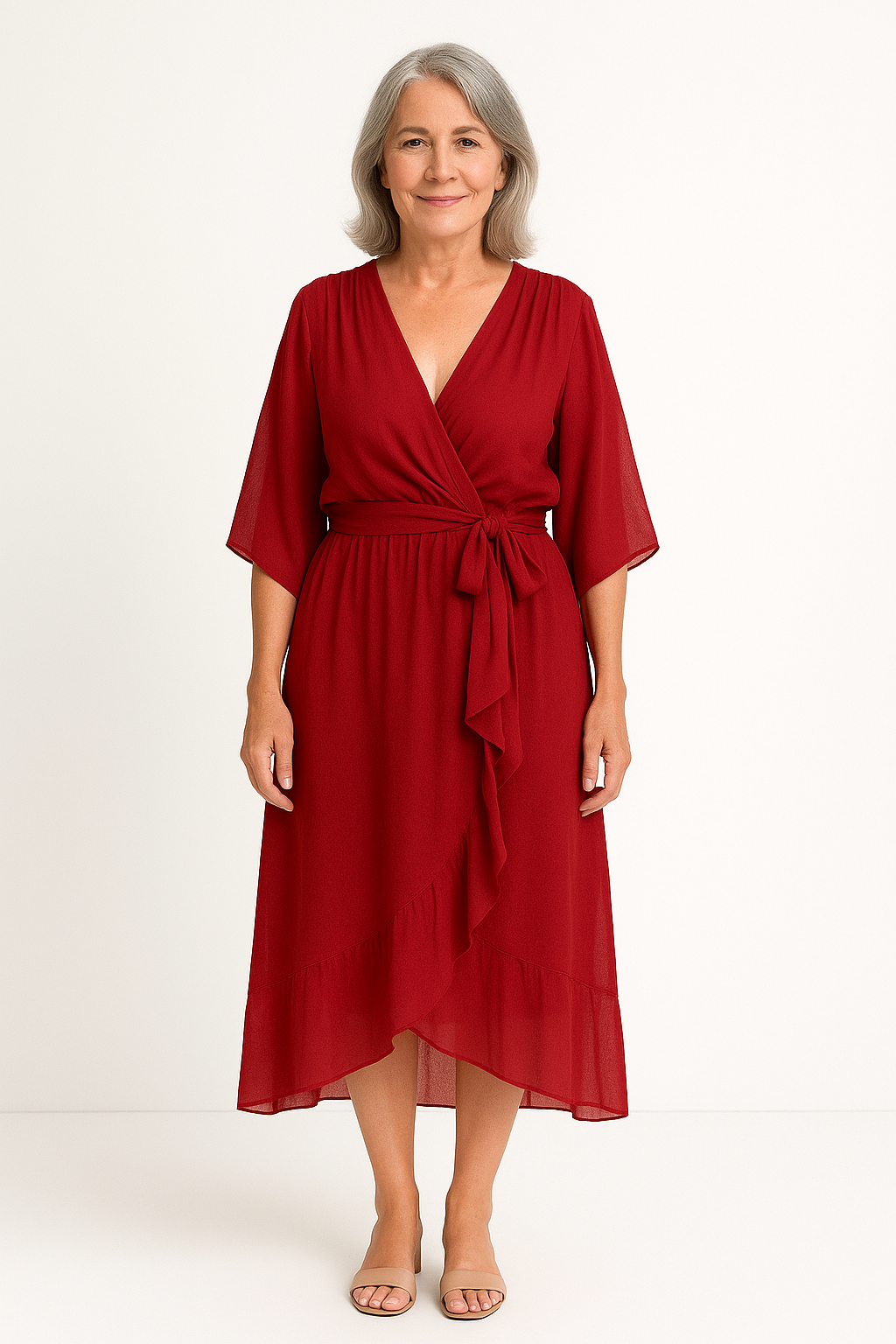 Claire™ | Midi Dress with Tie Waist