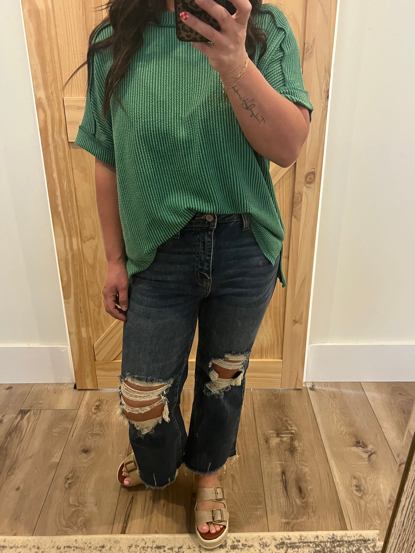 Ribbed short sleeve top