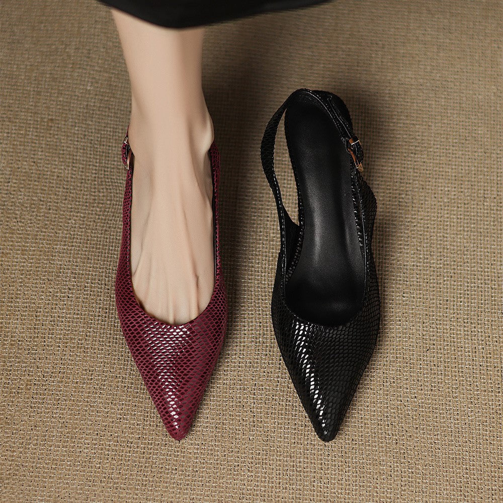 Céliane Elegant Pointed Leather Slingback Heels