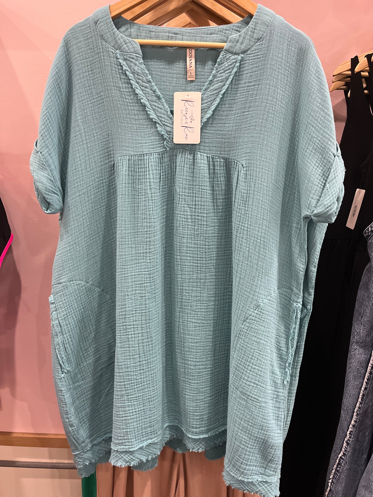 V-neck Raw Edge Dress