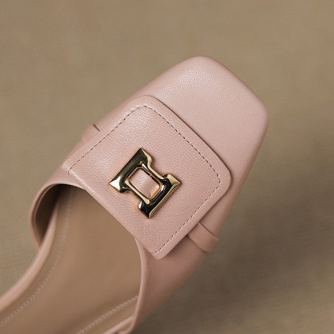 Elvane Leather Mary Jane Shoes with Buckle
