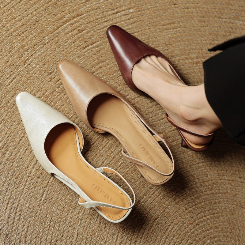 Arlise Leather Backless Heels