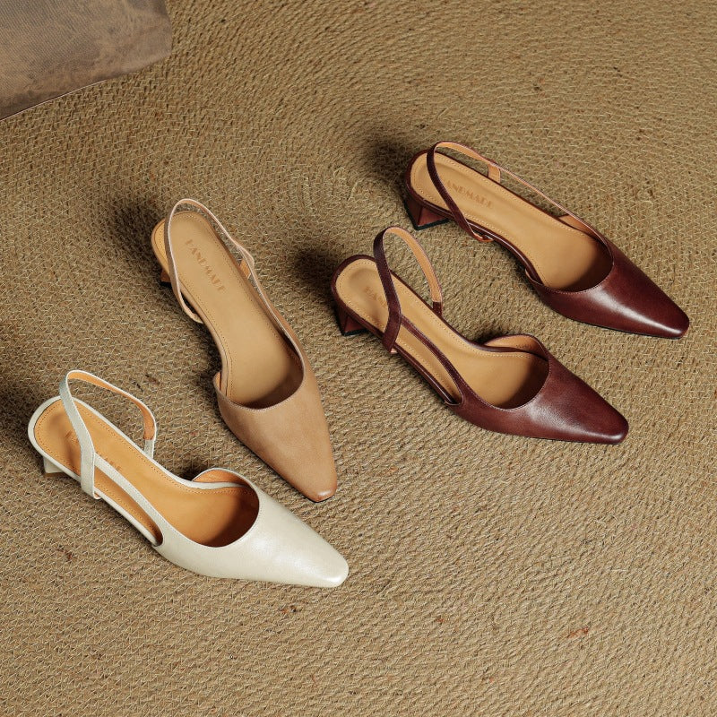 Arlise Leather Backless Heels