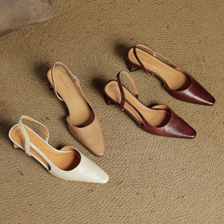 Arlise Leather Backless Heels