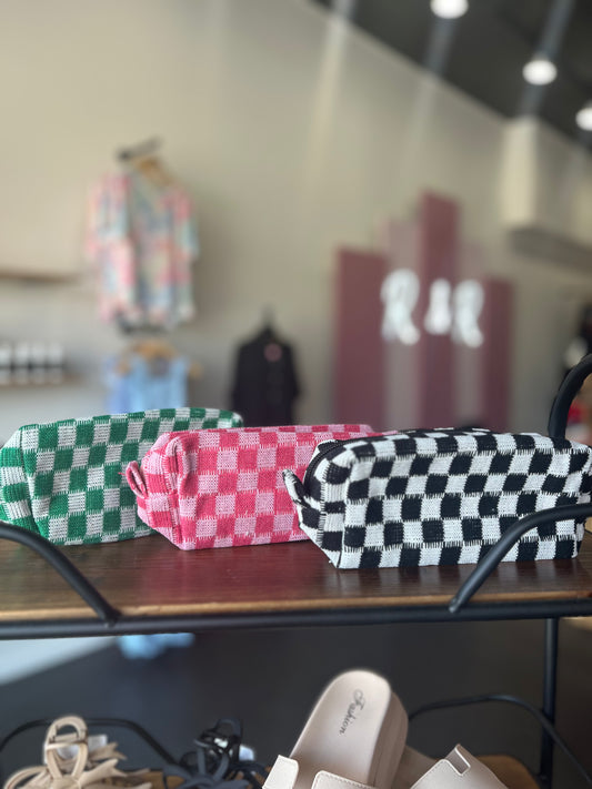 Plaid Knitted Soft Travel Bag