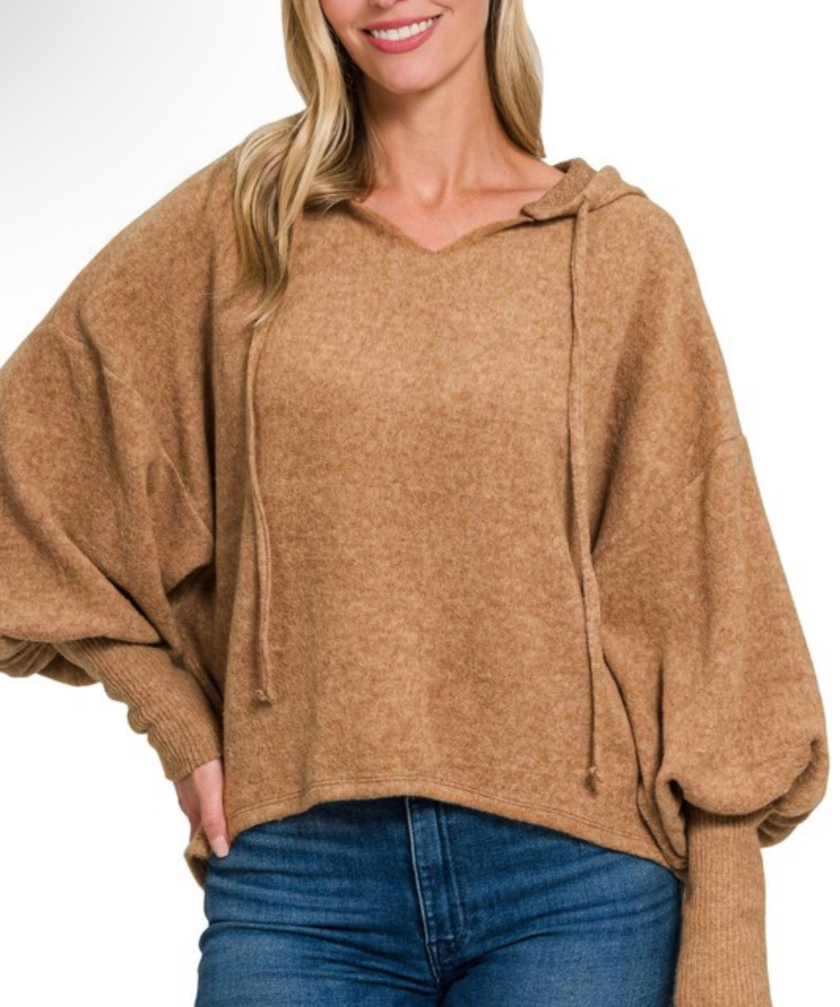 Cropped Balloon Arm Hoodie