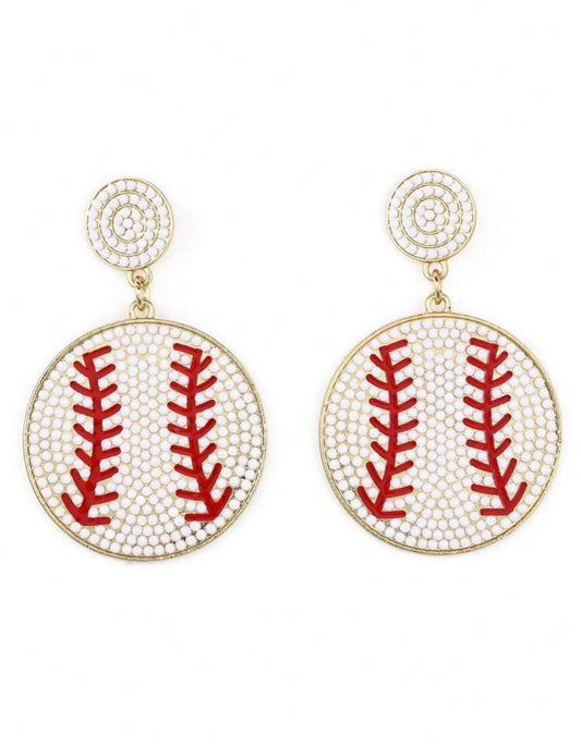 Baseball beaded earrings