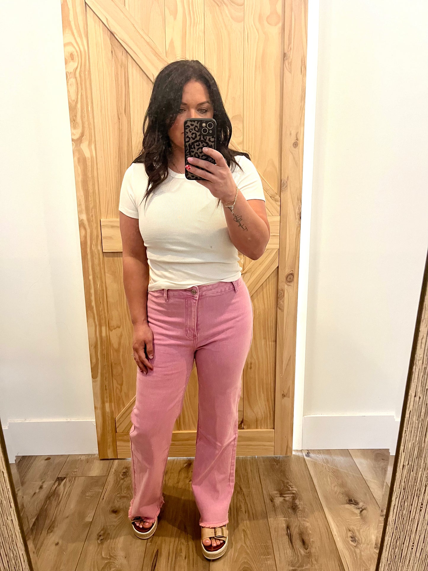 Pink cut off pants