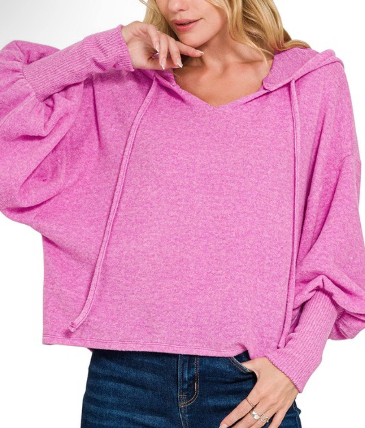 Cropped Balloon Arm Hoodie