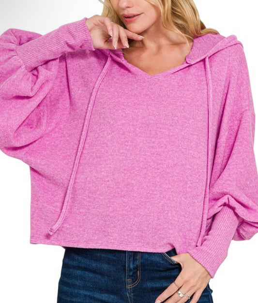 Cropped Balloon Arm Hoodie