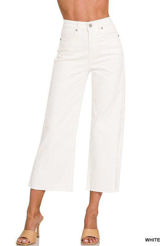 High Rise Wide leg cropped denim pants