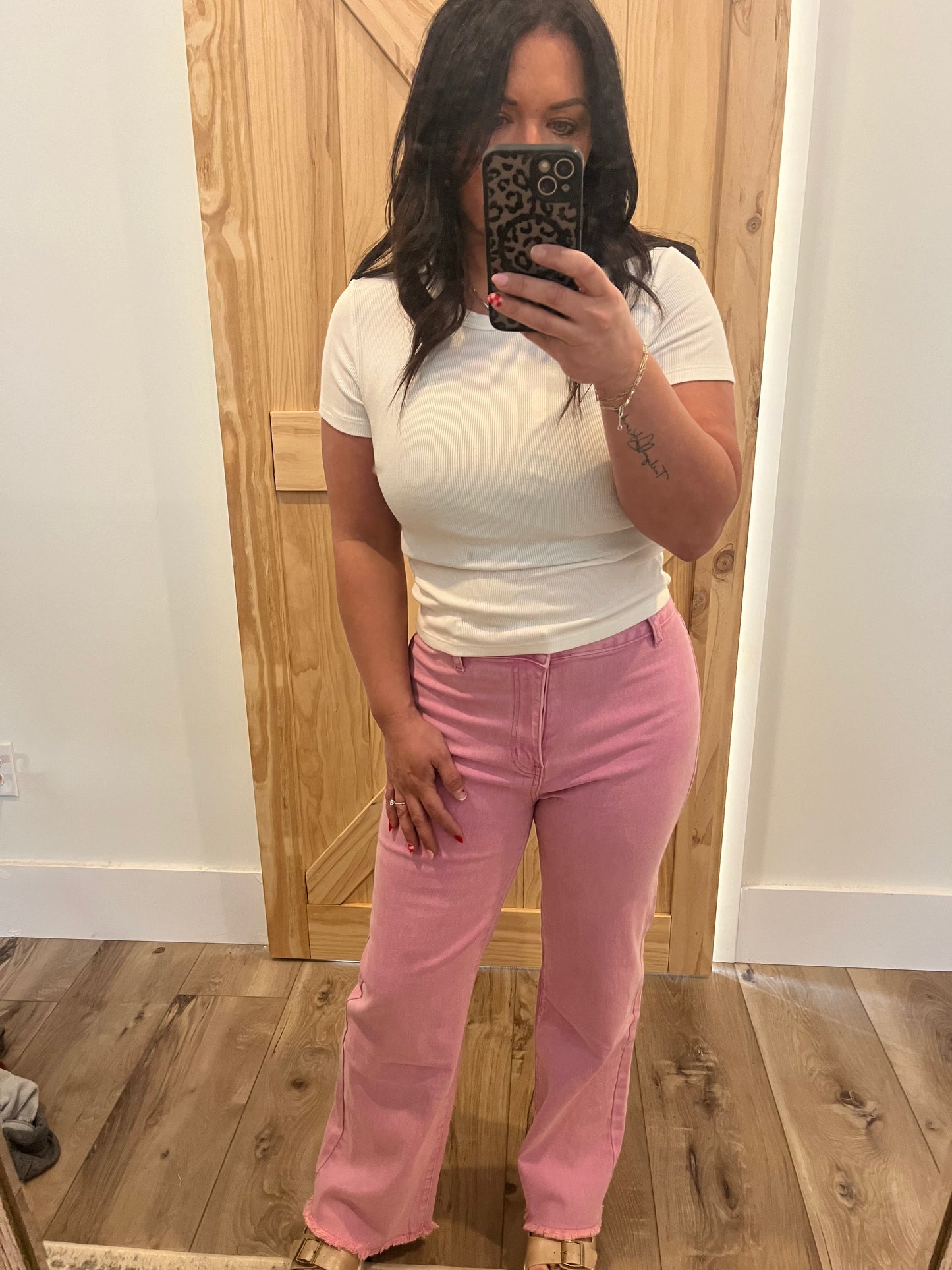 Pink cut off pants