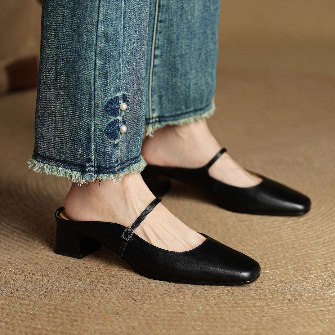Meyra Leather Slip-On Mules