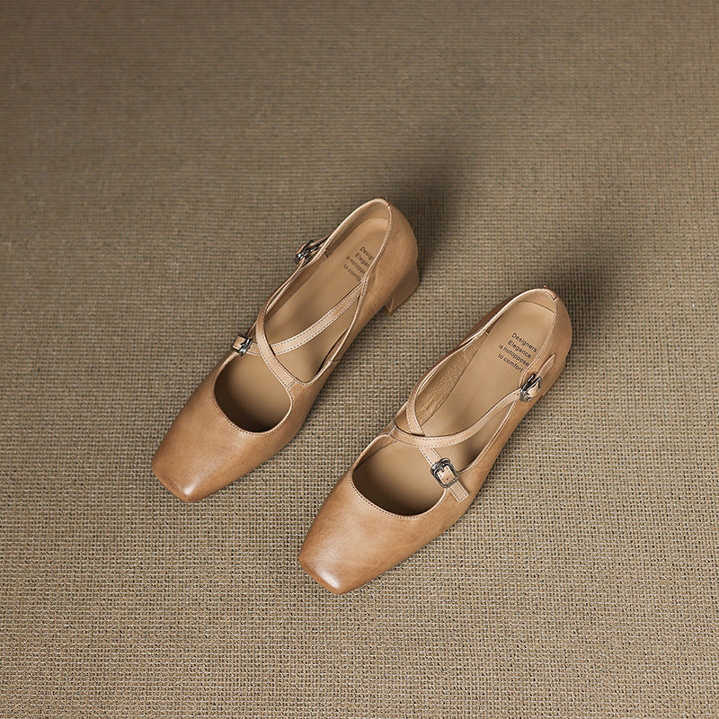 Marvane Leather Kitten Heel Shoes