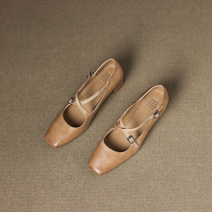 Marvane Leather Kitten Heel Shoes