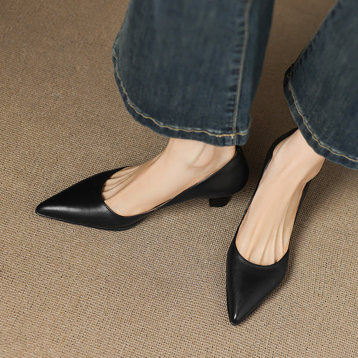 Calenne Leather Kitten Heels for Elegant Style