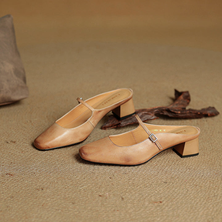 Meyra Leather Slip-On Mules
