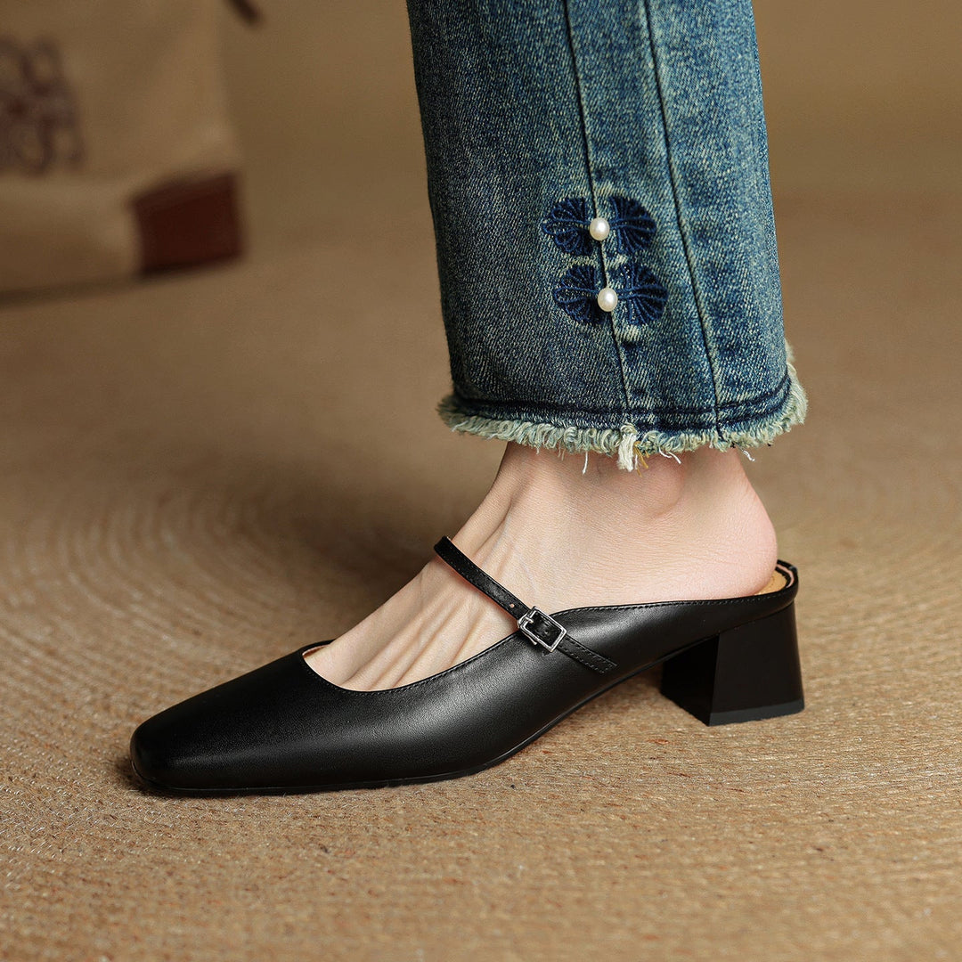 Meyra Leather Slip-On Mules