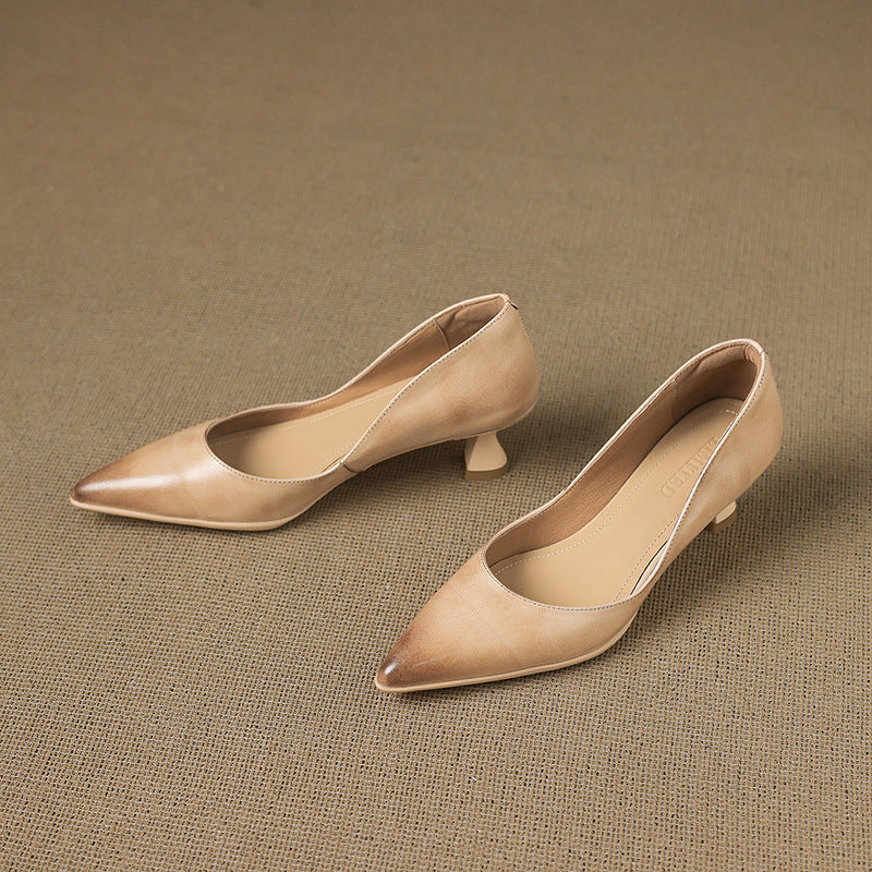 Calenne Leather Kitten Heels for Elegant Style