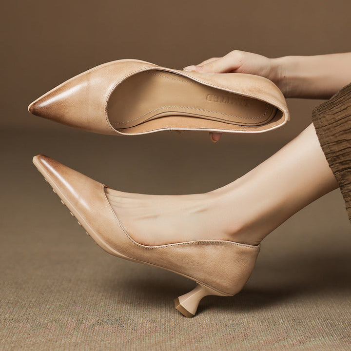 Calenne Leather Kitten Heels for Elegant Style