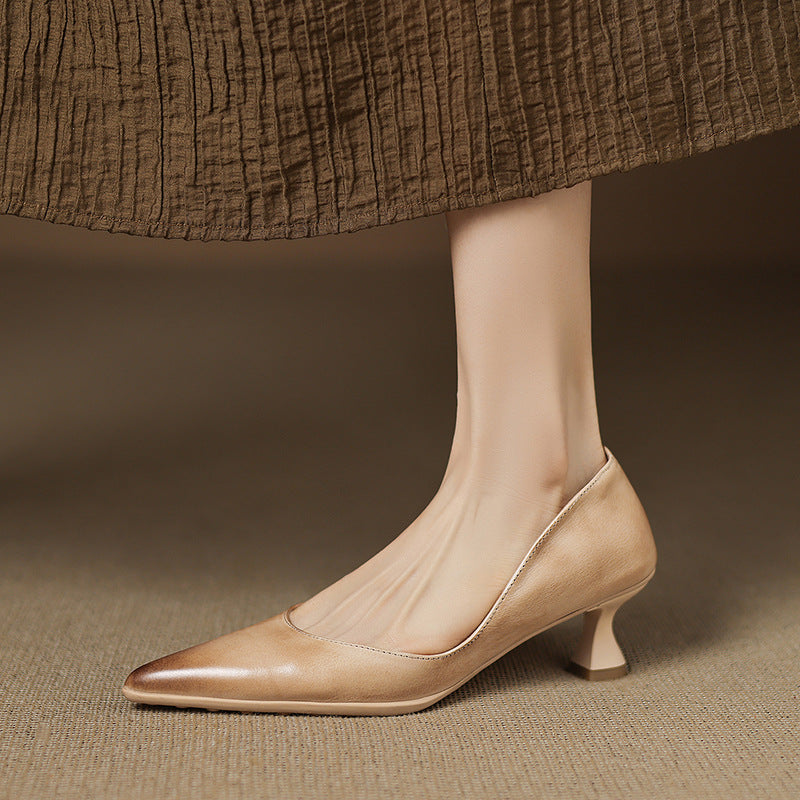 Calenne Leather Kitten Heels for Elegant Style
