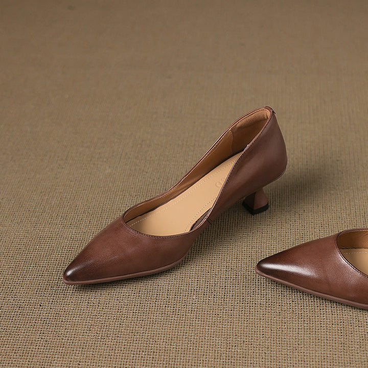 Calenne Leather Kitten Heels for Elegant Style