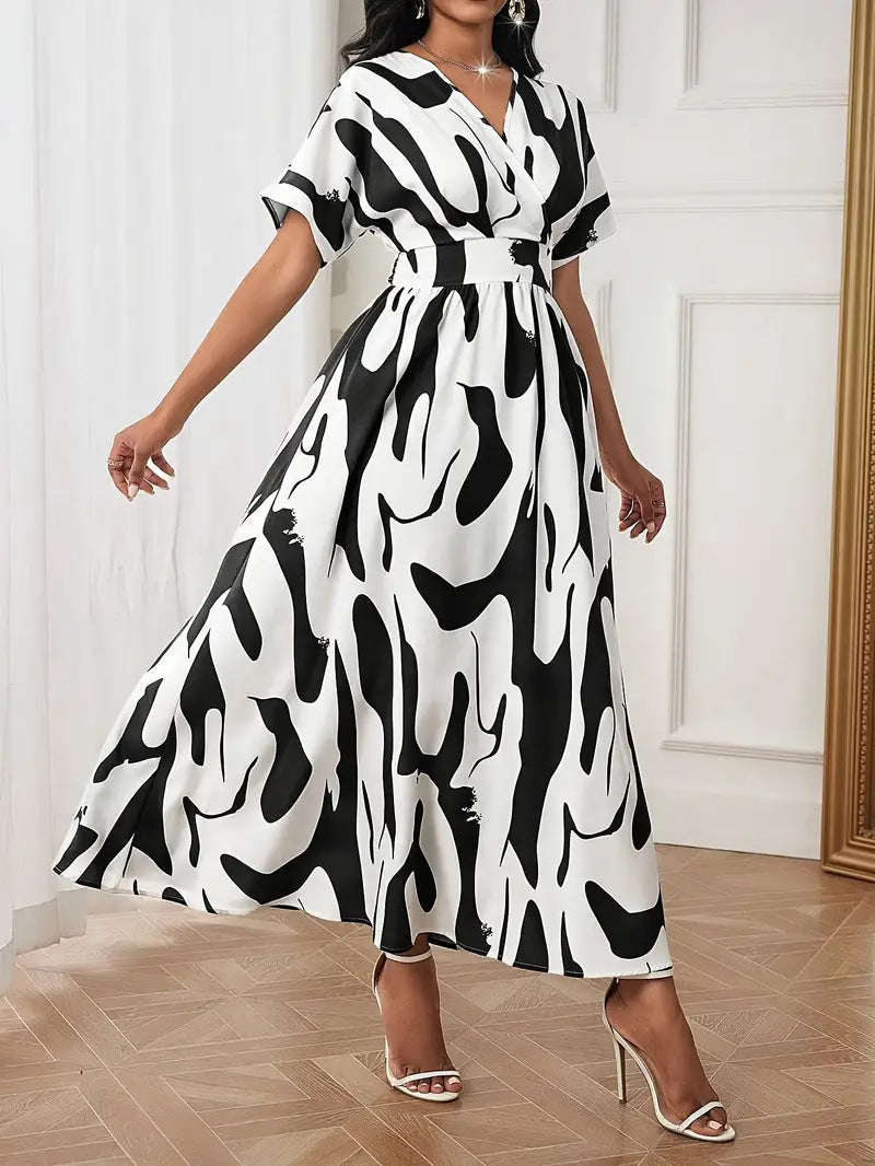 Bixie - Elegant Abstract Print Dress