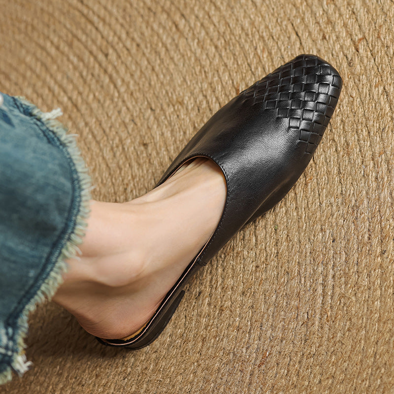 Helma Authentic Leather Slip-On Mules