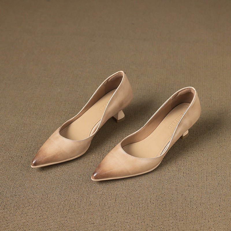 Calenne Leather Kitten Heels for Elegant Style