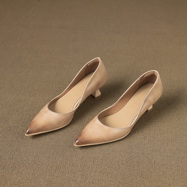 Calenne Leather Kitten Heels for Elegant Style