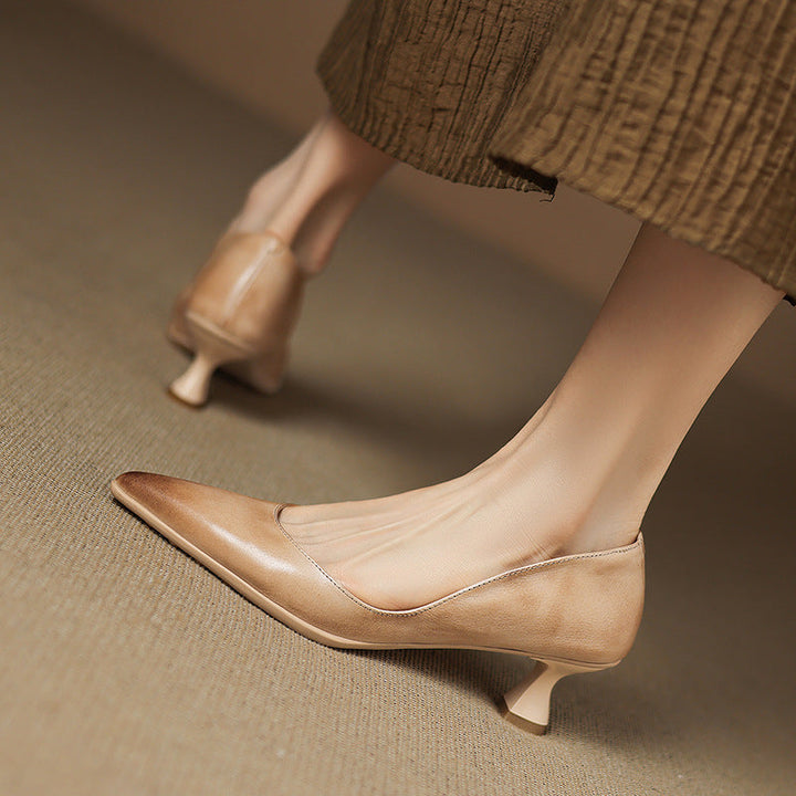 Calenne Leather Kitten Heels for Elegant Style